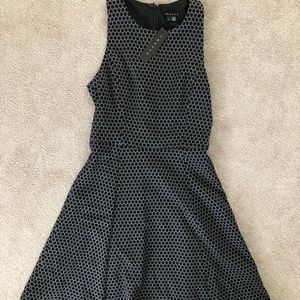 Theory black/silver dot flare dress